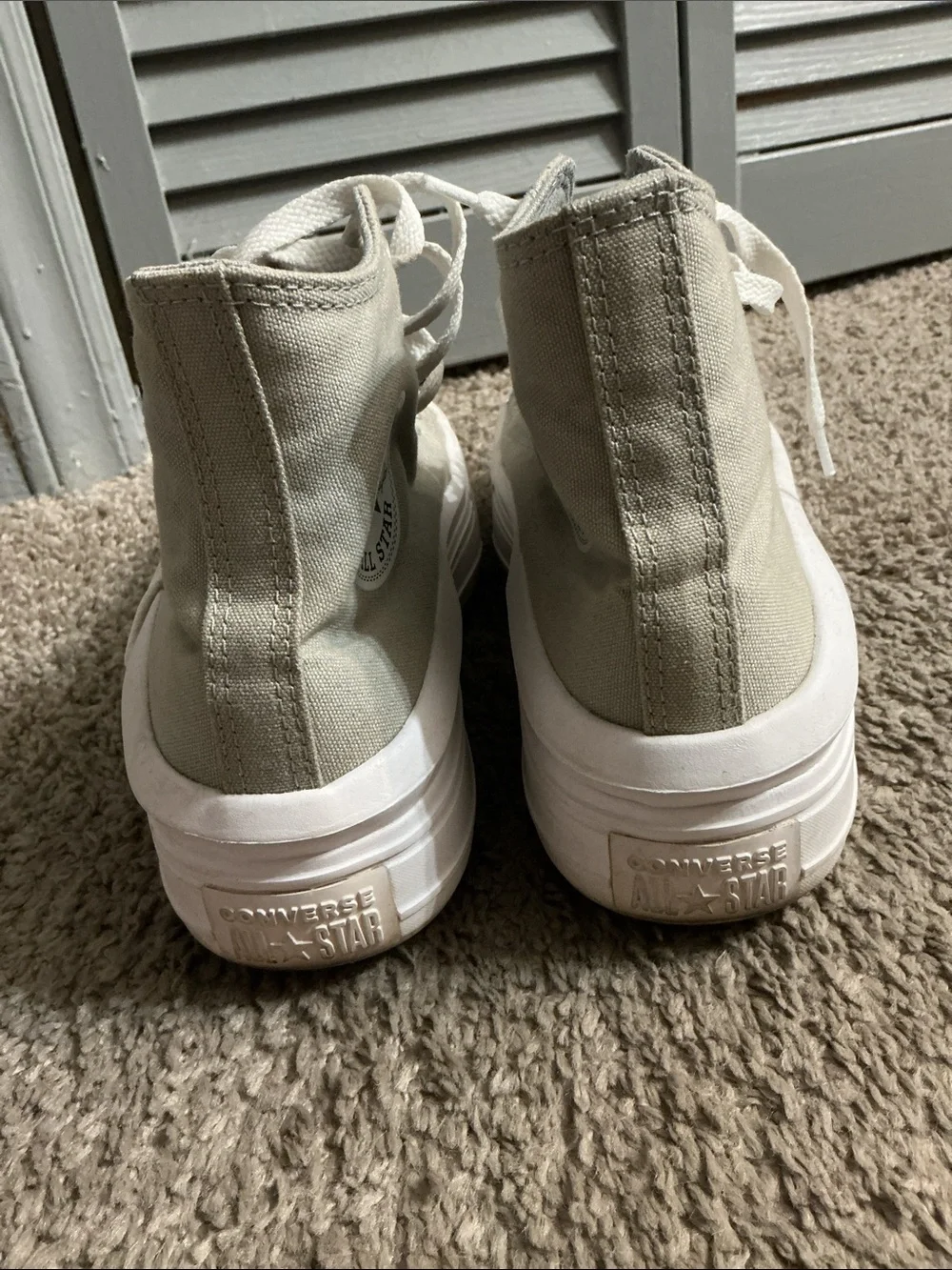 Classic High-Top Canvas Sneakers in Light sage green.